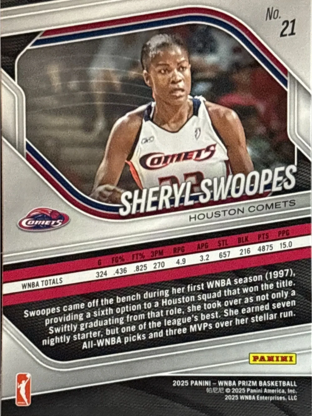 Panini Prizm Sheryl Swoopes Basketball Card